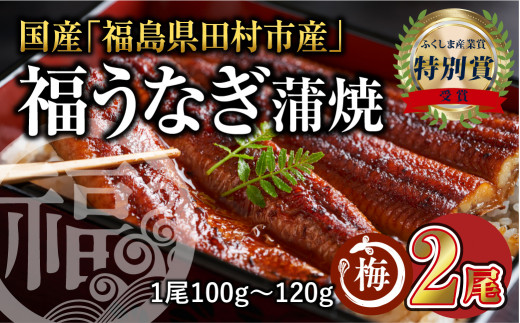 国産 福うなぎ 蒲焼 (100g～120g) 2尾 魚 養殖 ウナギ 鰻 肉厚 冷凍