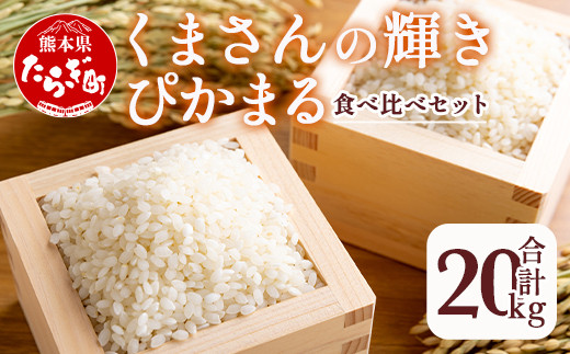 お米】食べ比べ 多良木町産 『くまさんの輝き』 (5kg×2袋)＋ 『ぴか