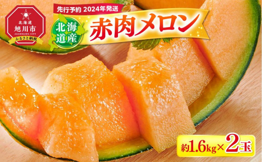 【先行予約】 北海道産赤肉メロン約1.6kg×2玉 (2024年7月中旬から