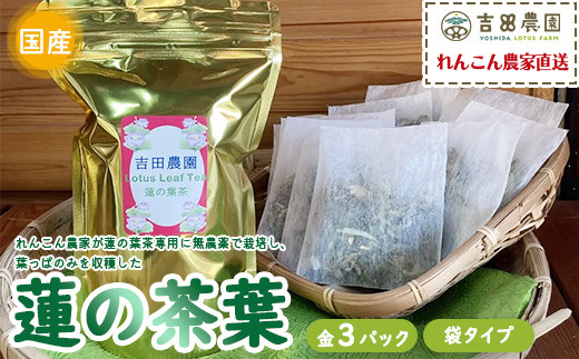 国産　蓮の葉茶　3パックセット（金 3パック）※離島への配送不可※着日指定不可