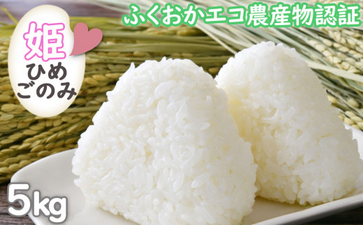 小郡産米「姫ごのみ」5ｋｇ ふくおかエコ農産物認証（令和5年産 新米