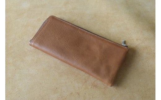 高級 イタリアンレザー使用 L字長財布 薄マチ コニャック 京都 綾部 本革 財布 Leather レザー ウォレット 手作り 職人 エイジング  年数経過 長財布 メンズ イタリアンレザー イタリア革