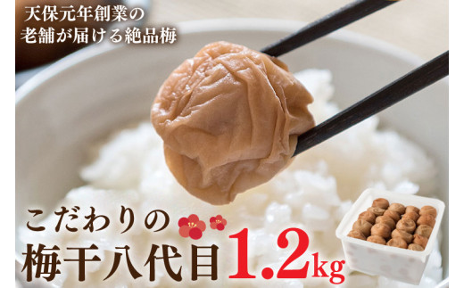 こだわりの梅干八代目 1.2kg 南高梅 無添加 減塩 昔ながら 老舗 伝統