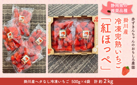 ５７６５ 掛川産・自慢の冷凍完熟 紅ほっぺ 約2kg（掛川産ヘタなし冷凍 ...