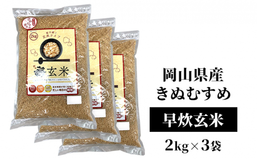 早炊 玄米 岡山県産 きぬむすめ 2kg×3袋 お米 国内産[№5735-1857] - 岡山県瀬戸内市｜ふるさとチョイス - ふるさと納税サイト