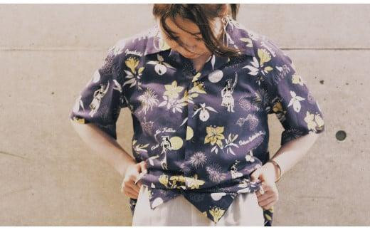 ふるさと納税 いわき市 いわき市発D2Cアロハシャツ「yourmood」(オープンカラー)　NAVY  <0サイズ> いわき市発D2Cアロハシャツ「yourmood」（オープンカラー） NAVY