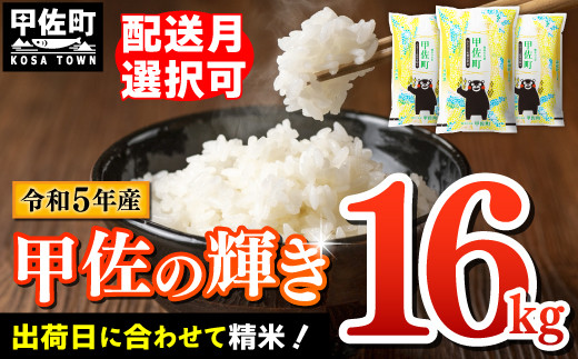 ★11月発送分より【新米】をお届け！★『甲佐の輝き』精米16kg（5kg×2袋、6kg×1袋）【配送月選択可！】／出荷日に合わせて精米 【価格改定Z】