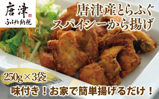 唐津産 とらふぐスパイシー唐揚げ250g×3袋(合計750g ) 「2024年 令和6 