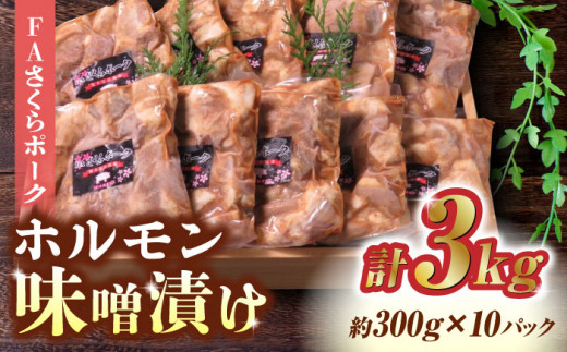 FA さくらポーク 豚 ホルモン 味噌漬け 3kg (300g×10)【KRAZY MEAT(小田畜産)】 豚肉 豚 ホルモン 小分け 国産 九州産  熊本県 [ZCP004]