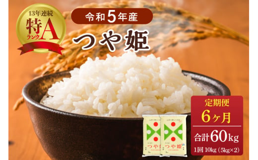 【令和5年産米】※2024年3月下旬スタート※ 特別栽培米 つや姫60kg（10kg×6ヶ月）定期便 山形県産【JAさがえ西村山】