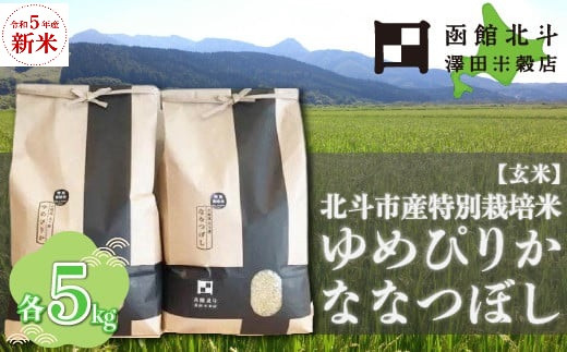 玄米】令和5年産・新米 北斗市産特別栽培米ゆめぴりか・ななつぼし 各