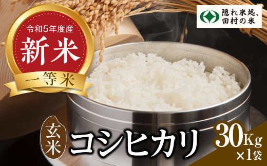 新米 【 令和5年 田村市産 】玄米 コシヒカリ 30kg お米 贈答 美味しい