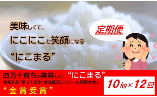 ◎令和5年産新米◎四万十の美味しいお米”にこまる”。高知のにこまるは四万十の仁井田米【10kg×12回の定期便】Rbmu-09