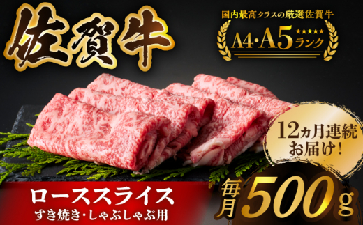 【全12回定期便】佐賀牛 肩ロース スライス 500g ( すき焼き用