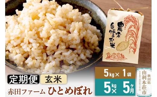 《5ヶ月定期便》令和5年産【玄米】秋田県産ひとめぼれ 5kg