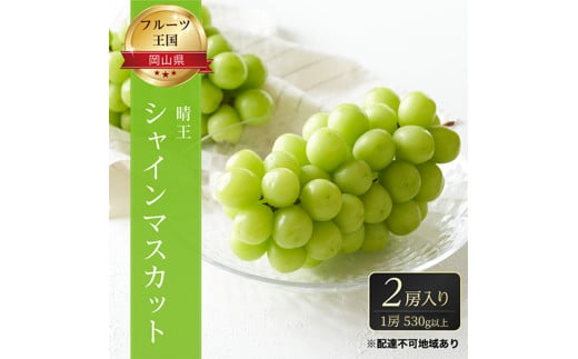 ぶどう 2025年 先行予約 ご家庭用 シャイン マスカット 晴王 優品 2房入り（1房 530g以上 露地栽培） ブドウ 葡萄 岡山県産 国産  フルーツ 果物 [№5735-1604] - 岡山県瀬戸内市｜ふるさとチョイス - ふるさと納税サイト