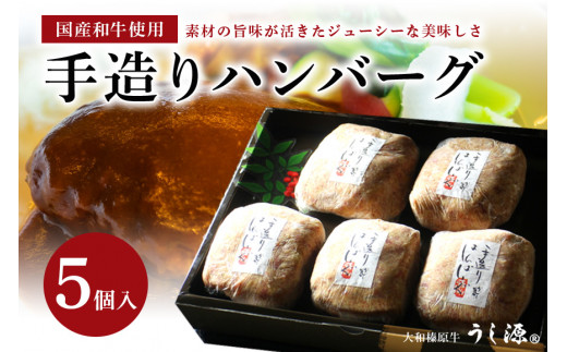 冷凍)肉料理うし源 手造りハンバーグ5個入 - 奈良県宇陀市｜ふるさと
