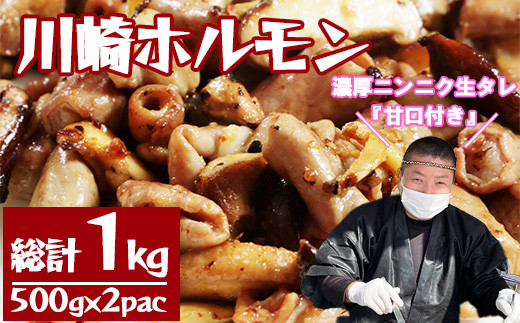 濃厚ニンニク生タレ『甘口付き』］川崎ホルモン総計1kg（500g×2p
