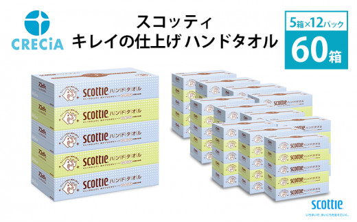 スコッティ キレイの仕上げハンドタオル 1ケース（5箱×12パック入り） [№5704-0417] - 宮城県岩沼市｜ふるさとチョイス - ふるさと納税 サイト