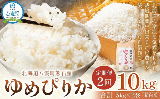 〈2回定期便〉北海道八雲町熊石産 ゆめぴりか(精白米) 5kg 【 北海道八雲町熊石産 ゆめぴりか 5kg 精白米 米 お米 おこめ コメ こめ  おうちごはん 家庭用 八雲町 北海道 】