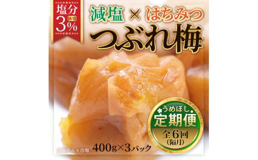 【隔月定期便6回】紀州南高梅《つぶれ梅セット》はちみつ梅 塩分3%(1.2kg)【白浜グルメ市場】