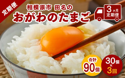 3ヶ月定期便】相模原市田名のおがわのたまご ピンク卵 Mサイズ 30個(27