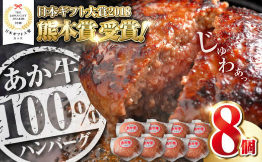 【年間25万個販売！】熊本県産 あか牛 100％ ハンバーグ 120g × 8個