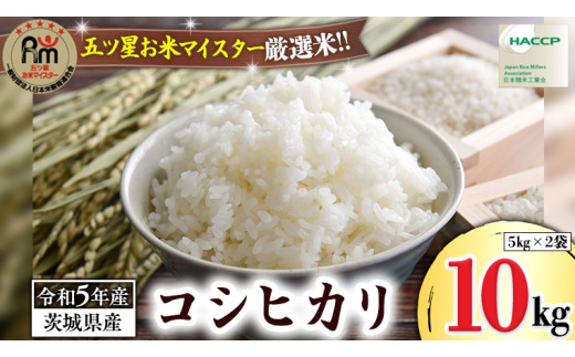 《 令和5年産 》 茨城県産 コシヒカリ 10kg ( 5kg × 2袋 ) 期間限定 こしひかり 米 コメ こめ 五ツ星 高品質 白米 精米 時短  単一米