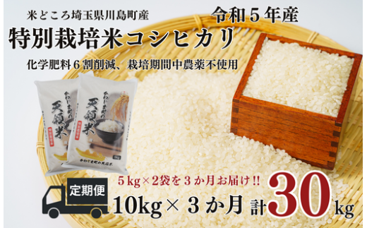 定期便 3か月連続お届け 特別栽培米 コシヒカリ 白米 10kg （5kg×2袋）×3回 計30kg 食味値80以上 栽培期間中農薬不使用 有機肥料  かわじま町の天領米 令和5年産 2023年産 小分け 米 コメ 安心 安全 減農薬 埼玉県認証 埼玉県 川島町 - 埼玉県川島町｜ふるさとチョイス  ...