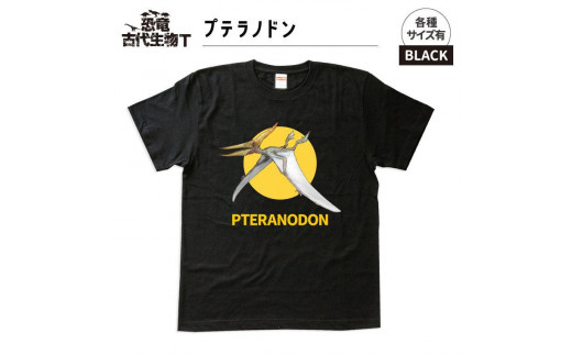 ふるさと納税 服 福島県 いわき市 恐竜・古代生物Tシャツ　プテラノドン 042　サイズＬ（レギュラー） ブラック　サイズＬ sd1_2282fee71163aa42d06f4d3b65