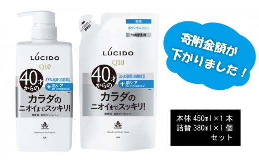 №5256-0065] マンダム ルシード 薬用 デオドラント ボディウォッシュ (本体1個＋詰替用1個)MA-32[ LUCIDO 男性化粧品  おしゃれ 日用品 兵庫県福崎町｜ふるさとチョイス ふるさと納税サイト