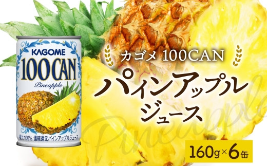 カゴメ 100CAN 160g × 6缶 濃縮還元 パインアップルジュース 100