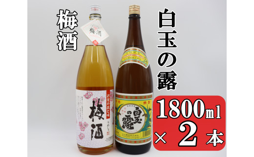 No.1406 白玉の露・梅酒セット（1800ml×2本） - 鹿児島県錦江町 ...