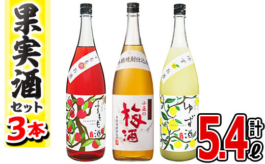 No.096 小正のリキュール1升瓶3本セット(1800ml×3本・すもも酒、ゆず酒