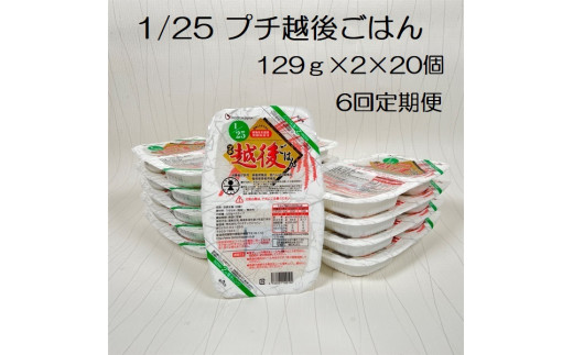 【低たんぱく質食品】【6ヶ月定期便】 1/25 プチ越後ごはん 129g×2×20個×6回 たんぱく質調整食品 バイオテックジャパン 越後シリーズ  1V51124