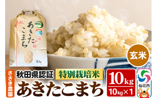 米 秋田県認証 特別栽培米 あきたこまち（玄米）10kg 10kg×1袋 令和5