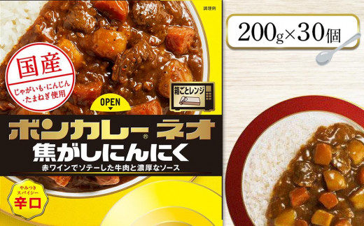 ボンカレーネオ 焦がしにんにくやみつきスパイシー 辛口 (200g×30個