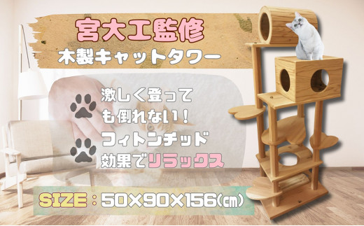 木のキャットタワー「猫まみれツリーハウス」 [№5771-1048]