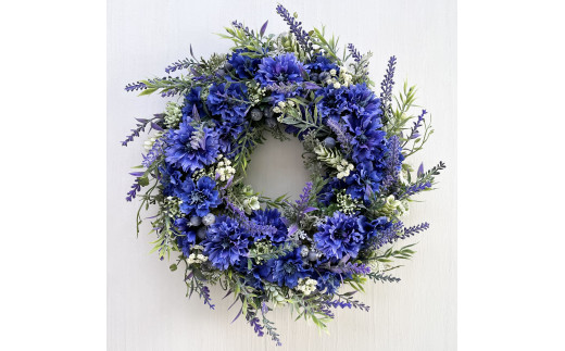ギフト用】美流渡の森 アーティフィシャルフラワー・リース（青系