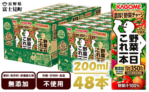 カゴメ 野菜一日これ一本 200ml×48本入 一日分の野菜 1日分の野菜 野菜100％ 紙パック 野菜ジュース 飲料類 ドリンク 野菜ドリンク 備蓄  長期保存 防災 無添加 砂糖不使用 甘味料不使用 食塩不使用 栄養強化剤不使用 飲み物 かごめ kagome