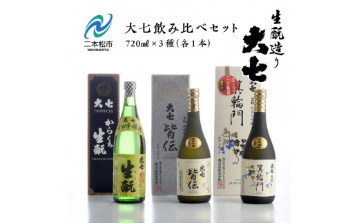 大七飲み比べセット 「生もと純米大吟醸」「純米吟醸」「辛口生もと」720ml×3種 酒 お酒 日本酒 人気 ランキング おすすめ ギフト 故郷  ふるさと 納税 福島 ふくしま 二本松市 送料無料【道の駅安達】 - 福島県二本松市｜ふるさとチョイス - ふるさと納税サイト