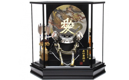 No.351 ガラスケース入り・直江兼続兜［森田人形製作］五月人形 兜飾り 