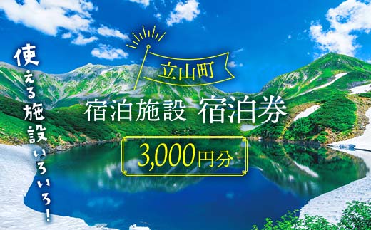 立山町 宿泊施設 宿泊券 3,000円分 (寄附額 10,000円) 宿泊チケット 宿泊 宿 山小屋 山荘 旅 旅行 観光 レジャー チケット 登山  トレッキング アルペンルート 山岳観光 立山観光 立山黒部観光 F6T-051 - 富山県立山町｜ふるさとチョイス - ふるさと納税サイト