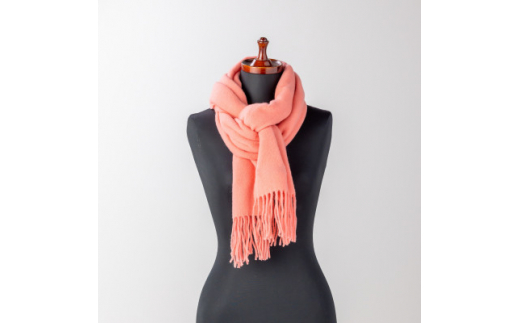 B1-5＞大判 カシミヤ100% マフラー(サーモンピンク)【1491197】 - 岐阜