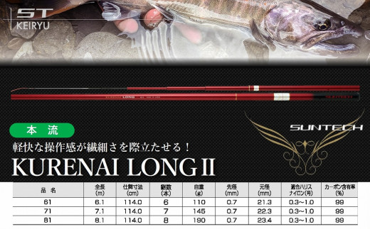 日本製・渓流竿】KURENAI LONGⅡ サンテック SUNTECH 釣り具 釣竿