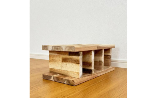 アカシア材 ブロック 高さ約15cm 1個 ナチュラル ベージュ オブジェ