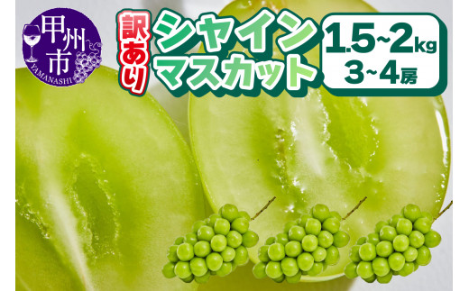 訳あり】シャインマスカット3～4房1.5～2kg 【2024年発送】（AGB）B-875 - 山梨県甲州市｜ふるさとチョイス - ふるさと納税サイト