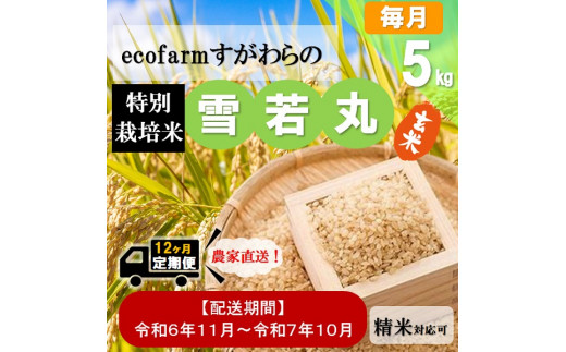 令和6年11月新米スタート【定期便12回】ecofarmすがわらの特別栽培米雪若丸5kg×12回 - 山形県三川町｜ふるさとチョイス -  ふるさと納税サイト