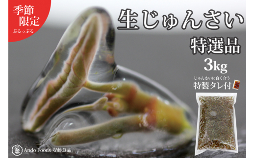 特選生じゅんさい3kg ゆずタレ6個 《冷蔵》（2026年5月上旬頃～7月下旬 
