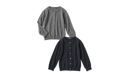 6-129 【ファミリア】丸首カーディガン サイズ100・110・120cm グレー  